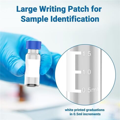حار بيع 2ML قارورة Autosampler حزمة من 100 - قارورة HPLC 9-425 قارورة شفافة مع أغطية لولبية زرقاء، حاجز أبيض وأحمر in Kuwait