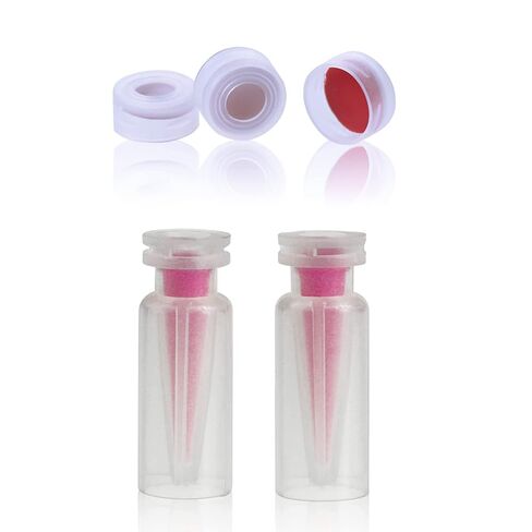 قوارير ALWSCI مقاس 11 مم مع حشوات دقيقة مدمجة 0.3 مل، بولي بروبيلين. أغطية كبس مع PTFE/سيليكون سيبتا in Kuwait