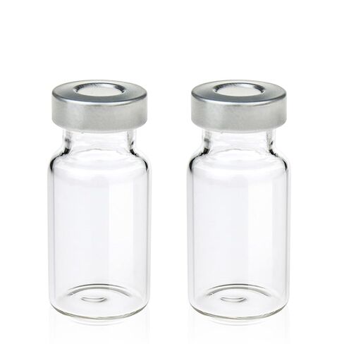 ALWSCI Borosilicate Glass Clear Flat Bottom 10ml Headspace Vial, Beveled Finish and 20mm Closure Size, Aluminum Crimp Seal with Natural PTFE/White Silicone Septa,100pcs/pk in Kuwait