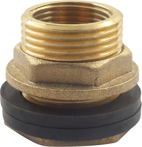 Hordion 2Pcs 3/8" Female 1/2" Male Brass Water Tank Connector Bulkhead Tank Fitting With 4 Rubber Ring Stablizing for Rain Barrels Aquariums Tubs Pools in Kuwait