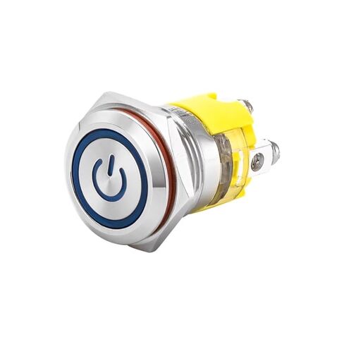 Metal Button Switch 16MM Self-Locking Self Resetting Car Screw Foot Waterproof Amplifier with Light, 1pcs(16mmPowerLight Blue,MOM_12-24V) in Saudi Arabia