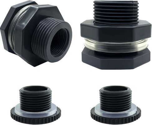 YSIL NPT1" PVC Bulkhead Fitting Water Tank Connector Pipe Fitting OD 1-7/8"(48mm) with Plugs for Water Tanks,Rain Barrels, Aquariums,Pools (4 Pack) in Kuwait