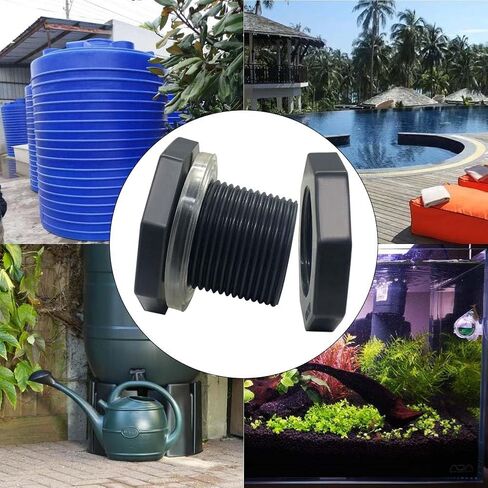 YSIL NPT1" PVC Bulkhead Fitting Water Tank Connector Pipe Fitting OD 1-7/8"(48mm) with Plugs for Water Tanks,Rain Barrels, Aquariums,Pools (4 Pack) in Kuwait