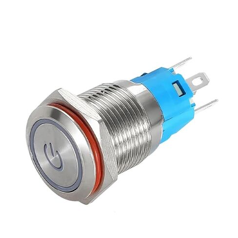Push Button Switch 12/16mm Metal Waterproof Momentary Latching Car Engine Power 220V Red Blue, 1pcs(Blue Power,12MM_MOM Wire_220V) in Saudi Arabia