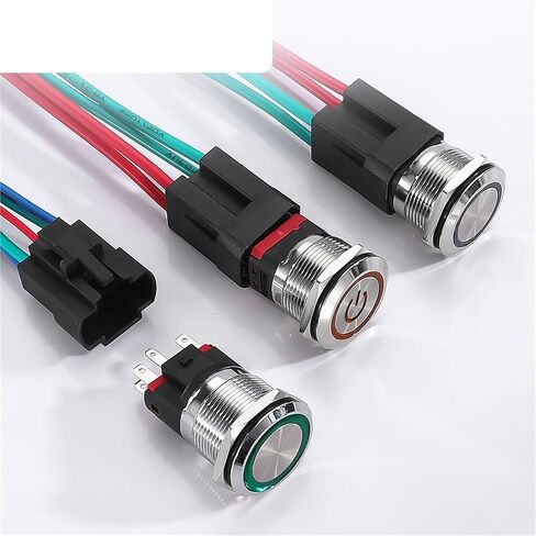مفتاح زر ضغط معدني 22/25 مم 10 أمبير إضاءة LED مقاومة للماء قوة محرك السيارة 24 فولت، قطعة واحدة (أحمر، 25MM_LAT1NO 1NC_12-24V) in Kuwait