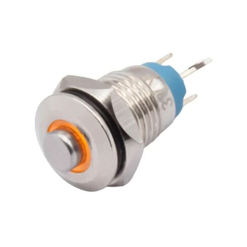 8mm Momentary Metal Push Button Switch ON Off Brass 3V 12V DC 220V AC Red Green Blue LED, 1pcs(Red,3V) in Kuwait
