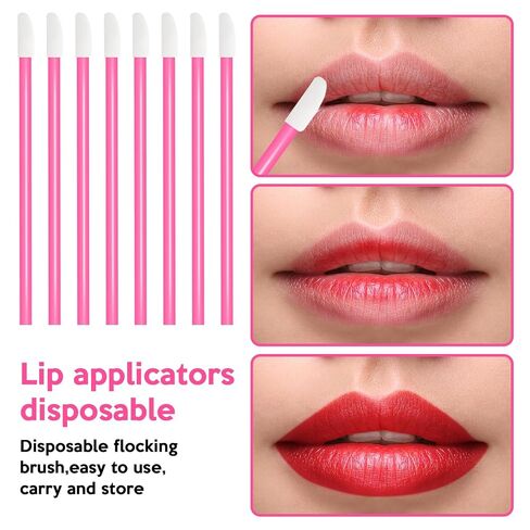 300 Count Lip Wands Applicators, Disposable Lip Brush, Lipstick Lint Free Brush Makeup Tools, Pink in Kuwait