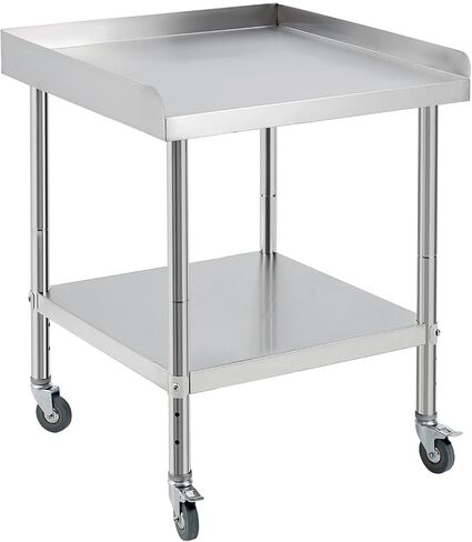 Heavy Duty Stainless Steel Commercial Work Table with Wheels, Adjustable Undershelf & Backsplash, NSF Certified, 400 LBS Capacity, 24x24x30 Inch Prep Station for Kitchen, Restaurant and Outdoor Grill in Kuwait
