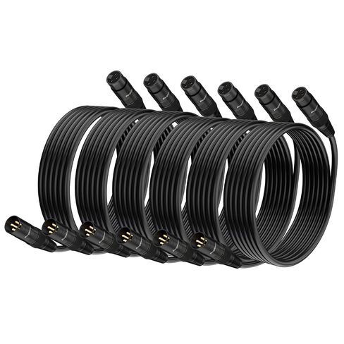 كابل XLR مكون من 6 حزم بطول 15 قدم، كابل ميكروفون ذو 3 دبابيس ذكر إلى أنثى، دبابيس مطلية بالذهب، لتسجيل الاستوديو، والمسرح المباشر، والمسرح المنزلي، والبودكاست in Kuwait