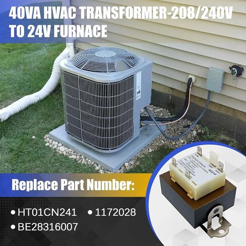 محول 40VA HVAC - 208/240 فولت إلى 24 فولت مناسب للفرن، Payne، Tempstar، ICP، Arcoaire، Heil لاستبدال HT01CN241 1172028 BE28316007 in Kuwait