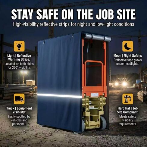 Scissor Lift Cover, 600D Heavy-Duty Waterproof Oxford, 75x34x87 Inch, Universal Fit for JLG, Genie, Skyjack, Upright, Operable Without Removal in Kuwait
