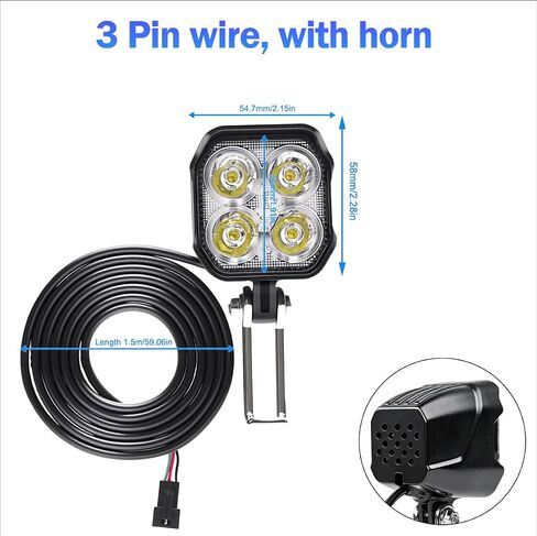 Ebike Light Kit, 24V 36V 48V Electric Bicycle Headlight & Taillight with Turn Signals, Super Bright Front Lamp 400 Lumens, Rear Light fits 80mm Rack (No Brake Light) in Kuwait