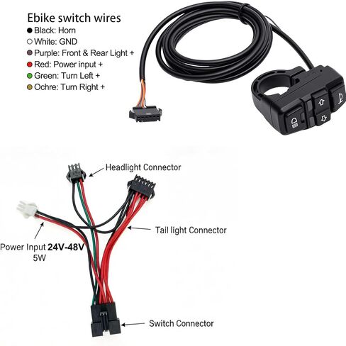 Ebike Light Kit, 24V 36V 48V Electric Bicycle Headlight & Taillight with Turn Signals, Super Bright Front Lamp 400 Lumens, Rear Light fits 80mm Rack (No Brake Light) in Kuwait