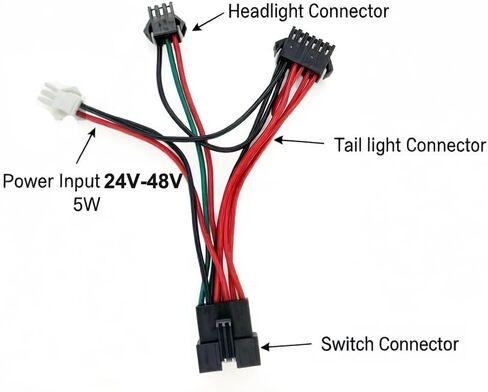 Ebike Light Kit, 24V 36V 48V Electric Bicycle Headlight & Taillight with Turn Signals, Super Bright Front Lamp 400 Lumens, Rear Light fits 80mm Rack (No Brake Light) in Kuwait