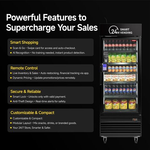 HAHA Smart Vending DC-542D Combo Vending Machine,Smart Refrigerated Beverage Vending Machine with Touch Card Reader - Capacity 378 Bottles (Black, AI Pro) in Saudi Arabia