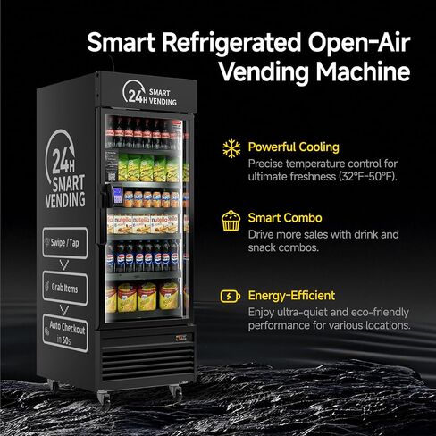 HAHA Smart Vending DC-542D Combo Vending Machine,Smart Refrigerated Beverage Vending Machine with Touch Card Reader - Capacity 378 Bottles (Black, AI Pro) in Saudi Arabia