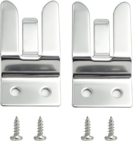 2-Pack Screw-In Mic Hanger Clip for Car Truck CB Radio Silver | Silver metal construction, dual-mount design, includes mounting screws, fits car truck base station radio mic in Kuwait