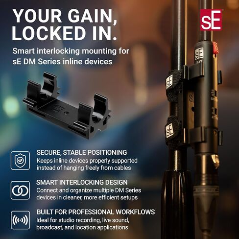 SE ELECTRONICS DM Pro Clip Microphone Clip for DM1, DM2 & DM3 Inline Preamps and DIs - Interlocking Design Holds Multiple DM Series Products in Kuwait