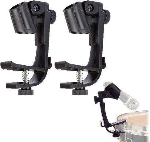 Universal 2PCS Drum Microphone Clip, Professional Shock-Resistant Rim Mount Holders for Snare, Tom & Percussion,Adjustable Height & Angle Mic Clamps,Professional Drum Accessories for Live & Recording in Kuwait