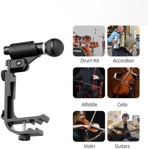 Universal 2PCS Drum Microphone Clip, Professional Shock-Resistant Rim Mount Holders for Snare, Tom & Percussion,Adjustable Height & Angle Mic Clamps,Professional Drum Accessories for Live & Recording in Kuwait