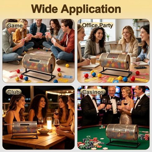 طبلة يانصيب 15 × 7، قرص سحب عالي التحمل يحمل 4000 تذكرة أو 150 كرة، آلة يانصيب معدنية دوارة صامتة مع مقبض خشبي لألعاب البنغو وجمع التبرعات والرسومات والهدايا in Kuwait