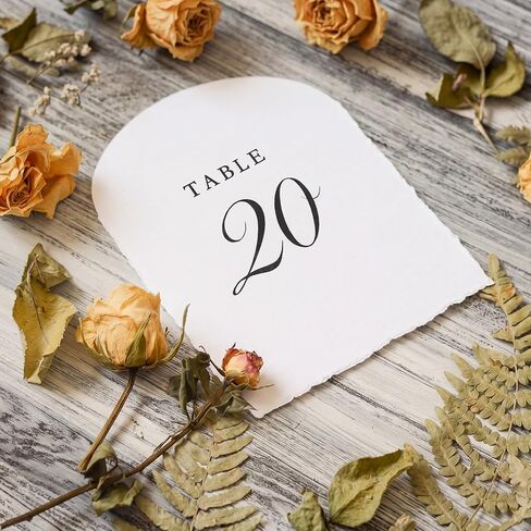 Batiyeer 21 قطعة أرقام طاولة الزفاف من 1 إلى 20 مع طاولة للرأس، بطاقات أرقام ورقية مصنوعة يدويًا على شكل قوس لحفلات الزفاف، أرقام فاخرة عتيقة بدون حاملات متضمنة in Kuwait