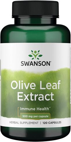 Swanson Olive Leaf Extract Capsules with 20% Oleuropein - Provides Immune Support, Promotes Cardiovascular System Health, and Supports Healthy Blood Pressure - (120 Capsules, 500mg Each) in Kuwait