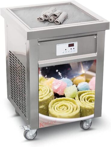 Kolice Commercial ETL certificated 21"x21" Single Square Pan Fried Ice Cream Machine, Frozen Yogurt Roll Ice Cream Machine, Fry Ice Cream Roll Machine-auto defrost in Kuwait