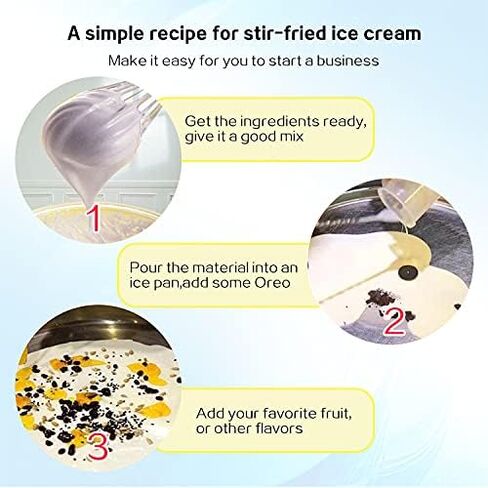 Kolice Commercial ETL certificated 21"x21" Single Square Pan Fried Ice Cream Machine, Frozen Yogurt Roll Ice Cream Machine, Fry Ice Cream Roll Machine-auto defrost in Kuwait
