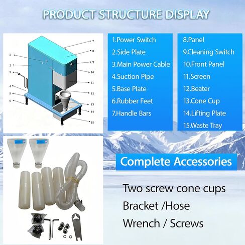 Commercial Fruit Ice Cream Mixer, 110V Frozen Yogurt Blender with 2PCS Conical Cups, 304 Stainless Steel Milkshake Stirring Machine with Water Overflow Alarm&Low Noise for Dessert Shop Cafe in Kuwait