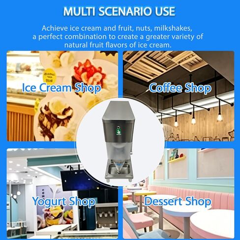 Commercial Fruit Ice Cream Mixer, 110V Frozen Yogurt Blender with 2PCS Conical Cups, 304 Stainless Steel Milkshake Stirring Machine with Water Overflow Alarm&Low Noise for Dessert Shop Cafe in Kuwait