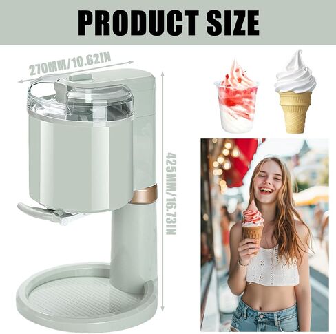 Ice Cream Maker, Homemade Electric Soft Serve Maker Machine,for Gelato, Mix-ins and Milkshakes, Double Insulated Frozen Yogurt Maker Machine,Easy to Clean and Use,1 L Green in Kuwait
