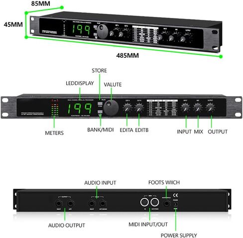 Professional Digital Audio Processor - Multi Effects Processor 99 Preset Programs Audio Processor Equalizer for Studio, Stage Performance in Kuwait