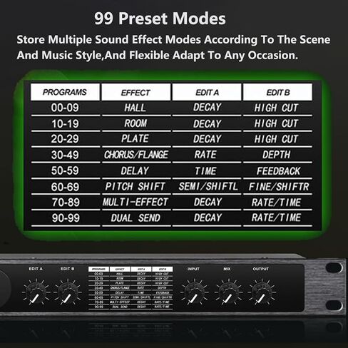 Professional Digital Audio Processor - Multi Effects Processor 99 Preset Programs Audio Processor Equalizer for Studio, Stage Performance in Kuwait