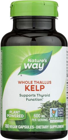 Nature's Way Kelp, Supports Thyroid Function*, 600 mg per Serving, Non-GMO Project Verified, 180 Capsules (Packaging May Vary) in Kuwait