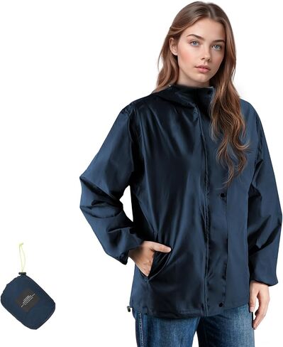 Women's Rain Jacket, Waterproof Lightweight Packable Windbreaker Rain Coat with Hood for Cycling Hiking Travel in Kuwait