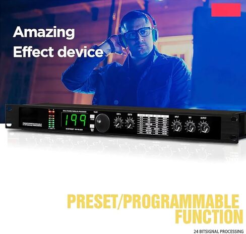 Professional Digital Audio Processor, Professional Digital Reverb and Multi Effect DSP Processor with 99 Presets and 199 Sound Effect Memories, Auto Noise Reduction for DJ Performances in Saudi Arabia