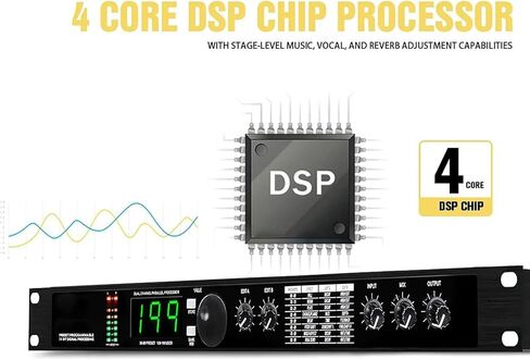 Professional Digital Audio Processor, Professional Digital Reverb and Multi Effect DSP Processor with 99 Presets and 199 Sound Effect Memories, Auto Noise Reduction for DJ Performances in Saudi Arabia