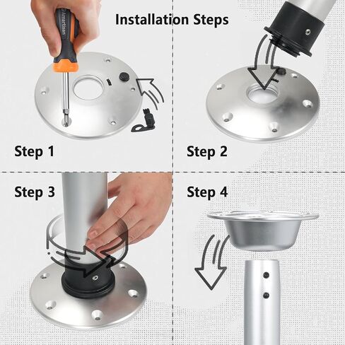 Hoffen Boat Table Pedestal Leg, Adjustable Aluminum Table Base Stand Leg, Pontoon Boat Tables and Mounts, RV Tables Pedestal in Kuwait