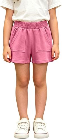 Girls Sweat Shorts Summer Casual Outdoor Running Shorts with Pockets Kids Baggy Elastic Waist Athletic Jogger Pants in Kuwait