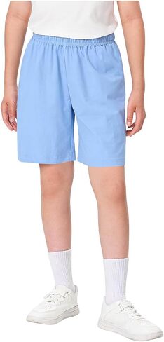 Kids Summer Cotton Casual Shorts Elastic Waist Basic Athletic Shorts Solid Color Pocket Track Shorts for Boys Girls in Kuwait