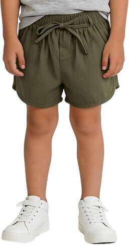 Boys Casual Shorts Kids Elastic Waist Drawstring Lightweight Athletic Shorts with Curved Hem for Summer Daily Wear 5-14Y in Kuwait