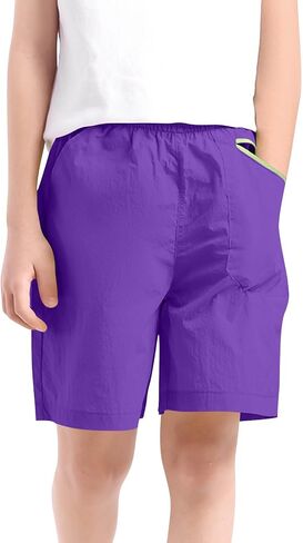 Boys Quick Dry Casual Shorts Elastic Waist Lightweight Athletic Shorts with Colorful Trim Pockets for Kids Summer Beach 3-15Y in Kuwait