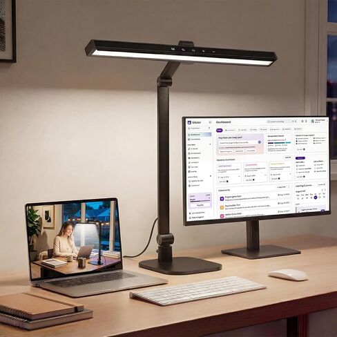LIONVISON Desk Lamps for Home Office: 2 in 1 Eye-Caring Modern LED Desk Lamp for Worker - 5 Color Temperature 10 Brightness Computer Light - Memory & Timer Func Desk Light for Student, Seniors in Kuwait