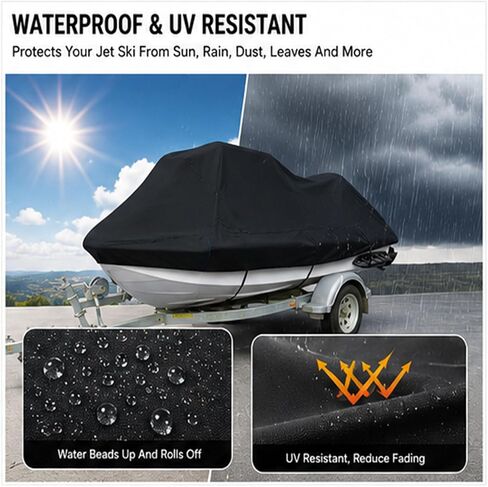 Jet Ski Cover Compatible with Sea Doo GTI 130 2020-2025 132.6"×49.2" | Sturdy Durable Storage Cover With Adjustable Straps in Kuwait