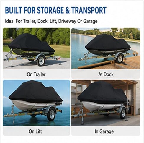 Jet Ski Cover Compatible with Sea Doo GTI 130 2020-2025 132.6"×49.2" | Sturdy Durable Storage Cover With Adjustable Straps in Kuwait