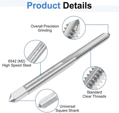 uxcell 3pcs Hand Tap Set, 3/16"-24BSW Taper/Plug/Bottom Thread Screw Taps, High Speed Steel Hand Threading Tapping Tool Kit in Kuwait