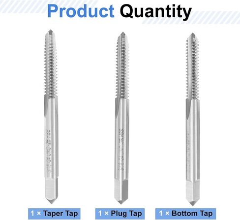 uxcell 3pcs Hand Tap Set, 3/16"-24BSW Taper/Plug/Bottom Thread Screw Taps, High Speed Steel Hand Threading Tapping Tool Kit in Kuwait