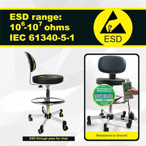 PU Leather Drafting Chair, Height Adjustable Bar Stool with Low Backrest, Sponge Padded Seat and Footring, Lightweight Rolling Stool for Lab, Workshop, Exam Room and Office in Kuwait