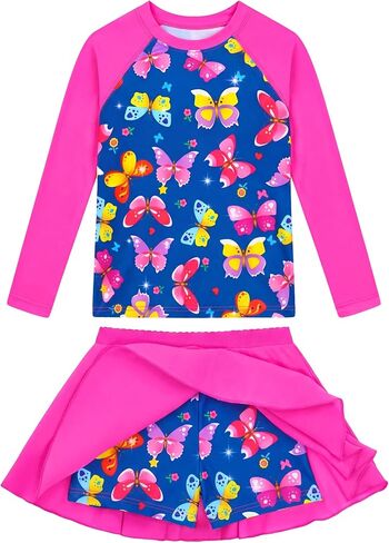 Snowheart Girls Girls Guard Swimsuit مجموعة طويلة الأكمام بدلة السباحة من قطعتين 3-12 سنة in Kuwait